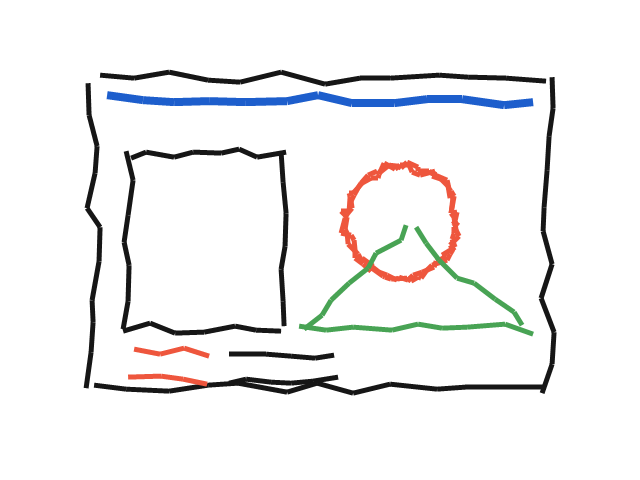 Desktop scene redrawn as a bad MS Paint mouse sketch
